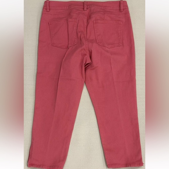 Talbots Petites Signature Crop Denim Pink Zipper Ankle Mid Rise Size 12p - Picture 2 of 5